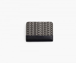 Beige Black Marc Jacobs The Monogram Jacquard Mini Compact Women's Small Wallets | USA 247015NZA