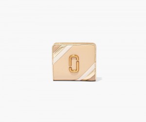 Beige Marc Jacobs The Glam Shot Shiny Colorblock Mini Compact Women's Small Wallets | USA 952648BHU