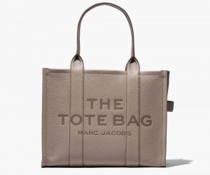 Beige Marc Jacobs The Leather Large Women's Tote Bag | USA 705319EXZ