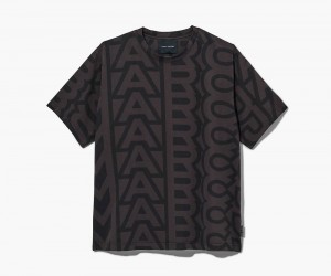 Black Grey Marc Jacobs The Monogram Big Women's T-Shirt | USA 657298NJR