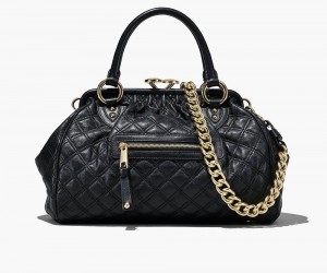 Black Marc Jacobs Re-Edition Quilted Leather Stam Women's Handbags | USA 035978SHV