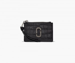 Black Marc Jacobs The Croc-Embossed Top Zip Multi Women's Large Wallets | USA 294301NKV