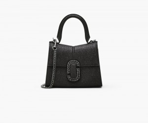 Black Marc Jacobs The Galactic Glitter St. Marc Mini Top Handle Women's Handbags | USA 645093YEO