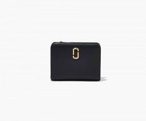 Black Marc Jacobs The J Marc Mini Compact Women's Small Wallets | USA 185973QEZ