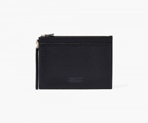 Black Marc Jacobs The Large Leather Wristlet Women's Small Wallets | USA 148592YTU