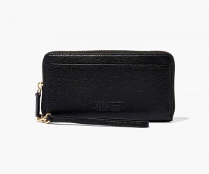 Black Marc Jacobs The Leather Continental Women's Large Wallets | USA 104527TXE