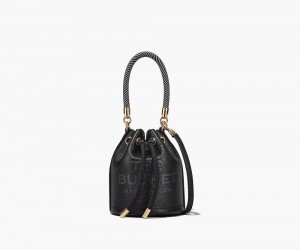 Black Marc Jacobs The Leather Mini Women's Bucket Bag | USA 028714LMR