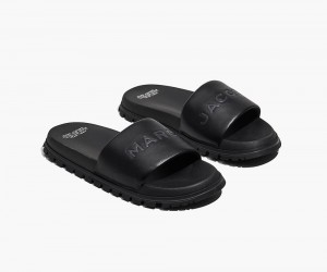 Black Marc Jacobs The Leather Women's Slide | USA 026587CET