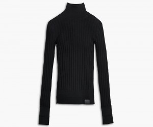 Black Marc Jacobs The Lightweight Ribbed Turtleneck Women's Sweater | USA 094278BUM