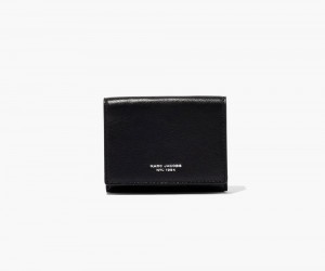 Black Marc Jacobs The Slim 84 Medium Trifold Women's Large Wallets | USA 958462GLF