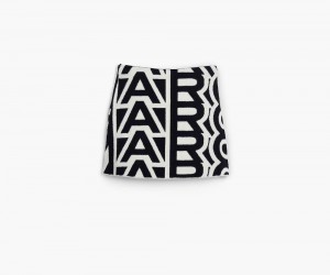 Black White Marc Jacobs The Flock Monogram Mini Women's Skirt | USA 906243WEC