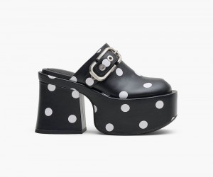 Black White Marc Jacobs The J Marc Spots Women's Clog | USA 031594XBK