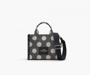 Black White Marc Jacobs The Spots Jacquard Small Women's Tote Bag | USA 627985YBA