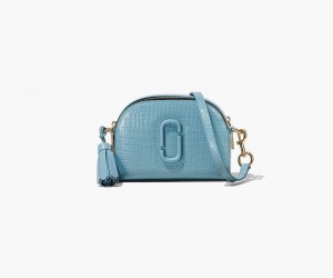 Blue Marc Jacobs The Croc-Embossed Shutter Crossbody Women's Handbags | USA 298473RMI