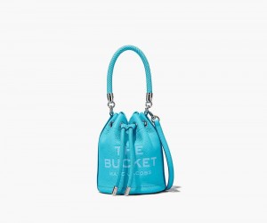 Blue Marc Jacobs The Leather Mini Women's Bucket Bag | USA 238450OSE