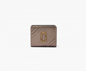 Brown Marc Jacobs The Glam Shot Metallic Mini Compact Women's Small Wallets | USA 708356LIY