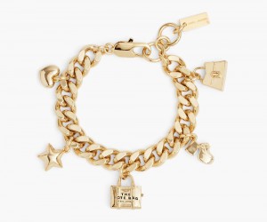 Gold Marc Jacobs The Mini Icon Charm Women's Bracelet | USA 406825LRW