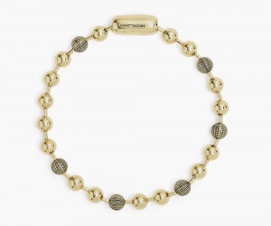 Gold Marc Jacobs The Monogram Ball Chain Women's Necklace | USA 193205IFH