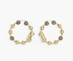 Gold Marc Jacobs The Monogram Ball Chain Hoop Women's Earrings | USA 615049UDT