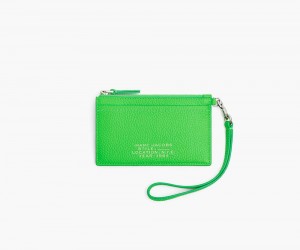 Green Marc Jacobs The Leather Top Zip Wristlet Women's Small Wallets | USA 206814ITZ