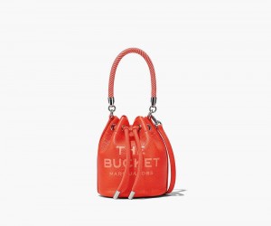 Orange Marc Jacobs The Leather Mini Women's Bucket Bag | USA 386501OJP