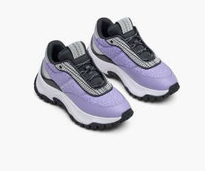 Purple Marc Jacobs The Monogram Lazy Runner Women's Sneakers | USA 509763DMN