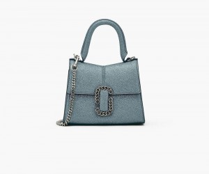 Silver Marc Jacobs The Galactic Glitter St. Marc Mini Top Handle Women's Handbags | USA 607243CLV