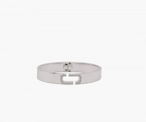 Silver Marc Jacobs The J Marc Crystal Bangle Women's Bracelet | USA 314569SHA