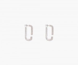 Silver Marc Jacobs The J Marc Crystal Hoops Women's Earrings | USA 870596DHE