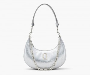 Silver Marc Jacobs The Metallic Leather Curve Women's Handbags | USA 528137GVJ