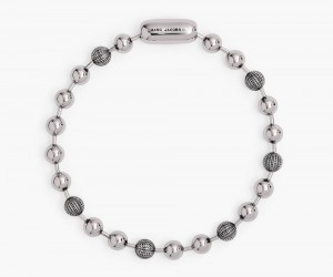 Silver Marc Jacobs The Monogram Ball Chain Women's Necklace | USA 187309ALW