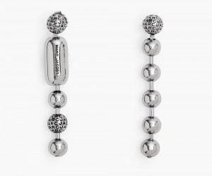 Silver Marc Jacobs The Monogram Ball Chain Women's Earrings | USA 965108LAM