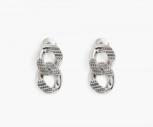 Silver Marc Jacobs The Monogram Chain Link Women's Earrings | USA 289173QND