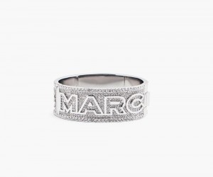 Silver Marc Jacobs The Monogram Pave Cuff Women's Bracelet | USA 156479WCD