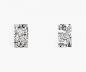 Silver Marc Jacobs The Monogram Pave Huggies Women's Earrings | USA 702583GTM