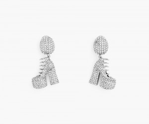 Silver Marc Jacobs The Pave Kiki Boot Women's Earrings | USA 957382MVY