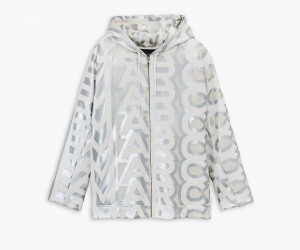 Silver White Marc Jacobs The Monogram Zip Women's Hoodie | USA 429610HAK