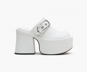 White Marc Jacobs The J Marc Leather Women's Clog | USA 513672DWY