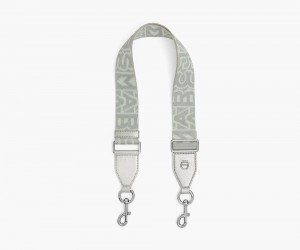 White Silver Marc Jacobs The Monogram Utility Webbing Women's Bag Strap | USA 671308SZV