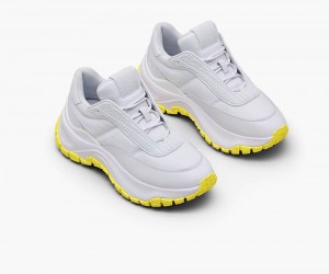 White Yellow Marc Jacobs The Lazy Runner Women's Sneakers | USA 579120BXY