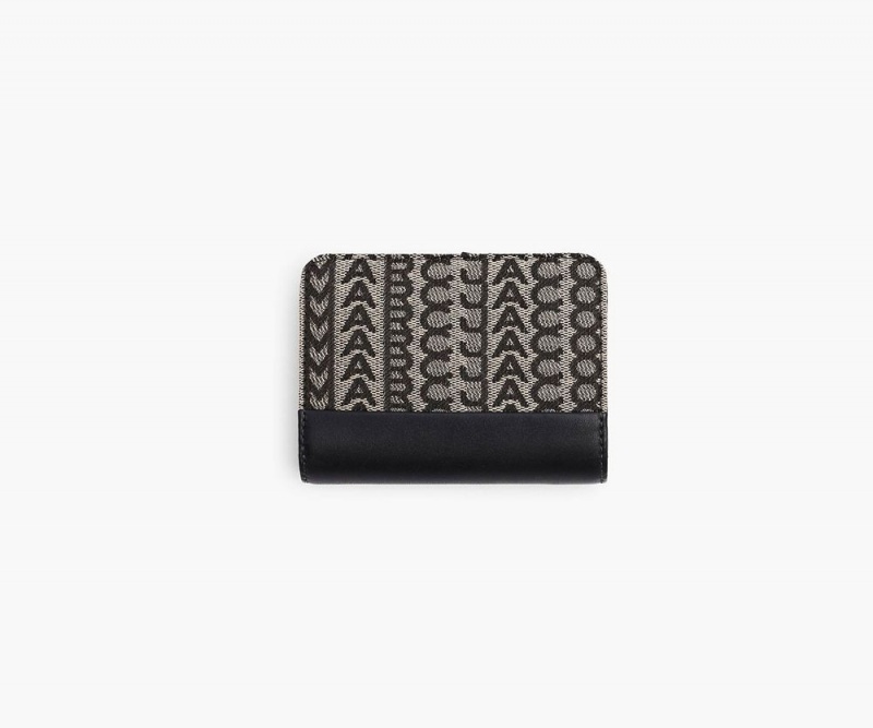 Beige Black Marc Jacobs The Monogram Jacquard Mini Compact Women's Small Wallets | USA 247015NZA