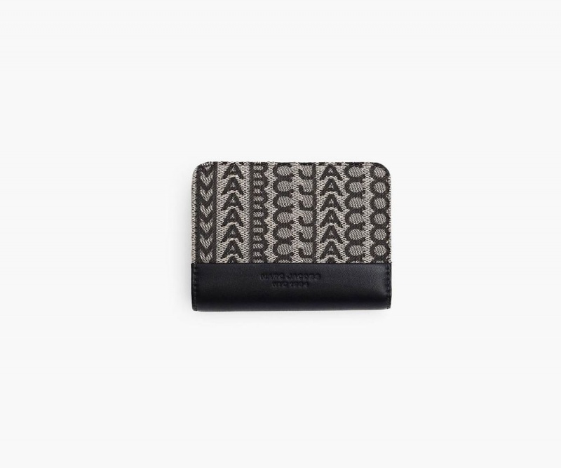 Beige Black Marc Jacobs The Monogram Jacquard Mini Compact Women\'s Small Wallets | USA 247015NZA