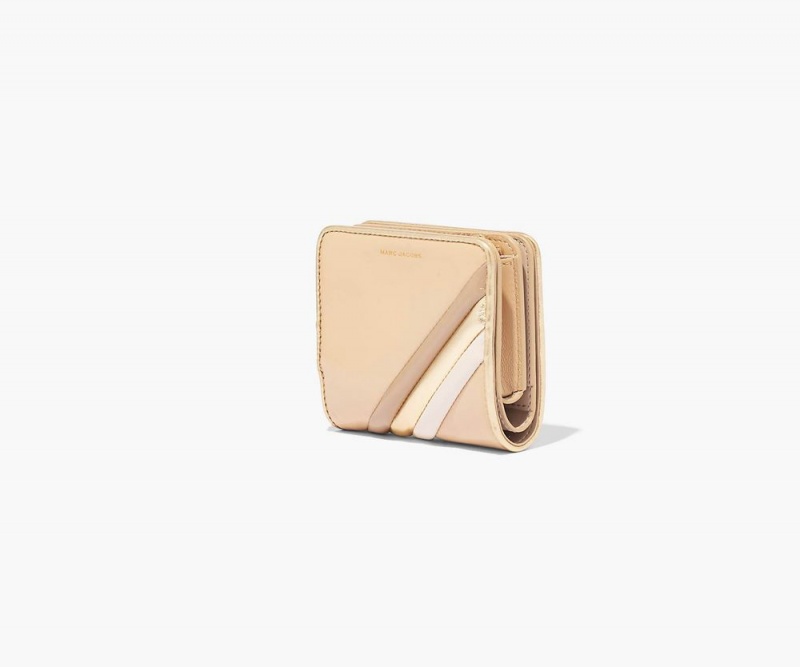 Beige Marc Jacobs The Glam Shot Shiny Colorblock Mini Compact Women's Small Wallets | USA 952648BHU