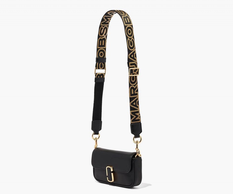 Black Gold Marc Jacobs The Thin Outline Logo Webbing Women's Bag Strap | USA 253189FJS