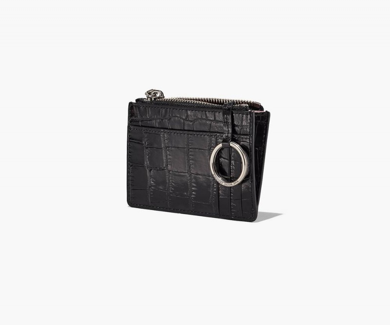 Black Marc Jacobs The Croc-Embossed Top Zip Multi Women's Large Wallets | USA 294301NKV