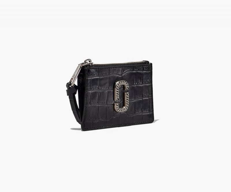 Black Marc Jacobs The Croc-Embossed Top Zip Multi Women's Large Wallets | USA 294301NKV