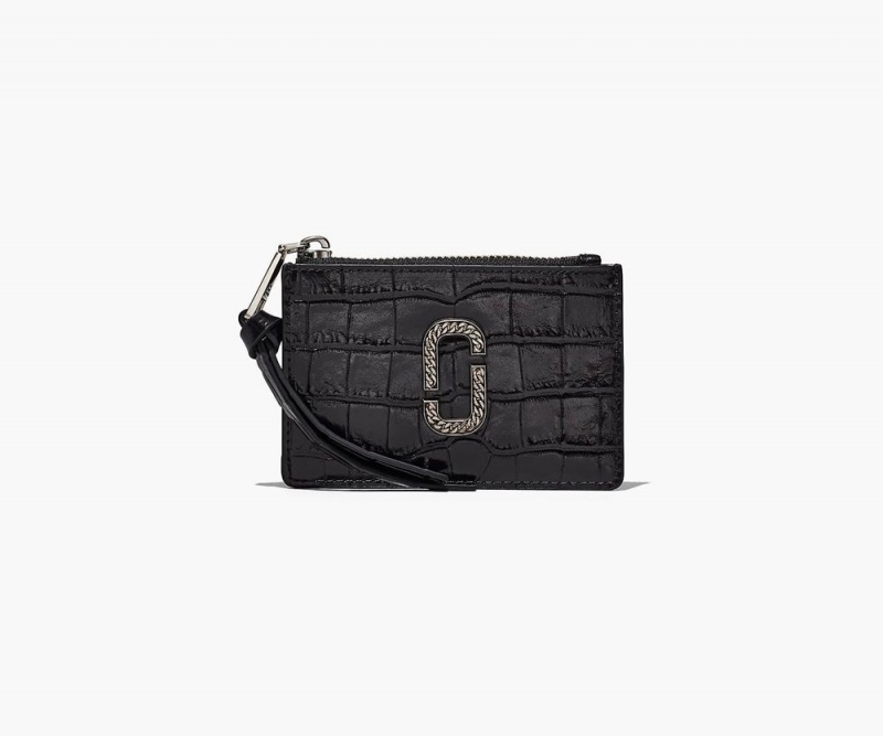 Black Marc Jacobs The Croc-Embossed Top Zip Multi Women\'s Large Wallets | USA 294301NKV