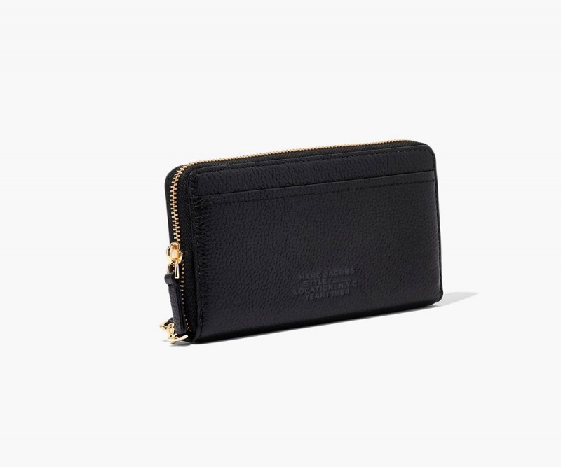 Black Marc Jacobs The Leather Continental Women's Large Wallets | USA 104527TXE