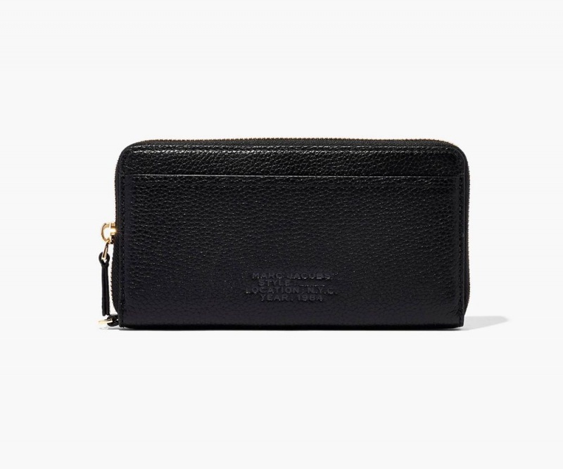 Black Marc Jacobs The Leather Continental Women's Large Wallets | USA 104527TXE