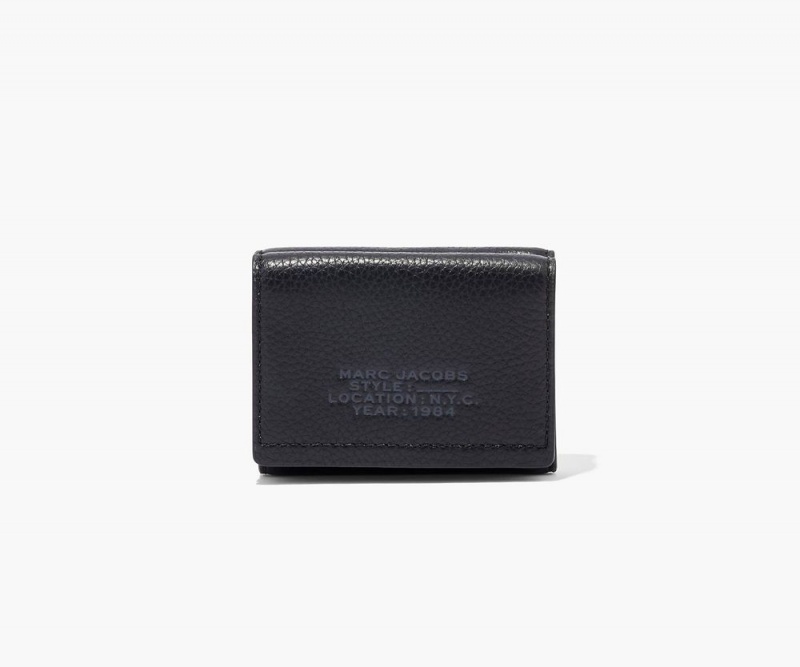 Black Marc Jacobs The Leather Medium Trifold Women\'s Large Wallets | USA 763951PXR